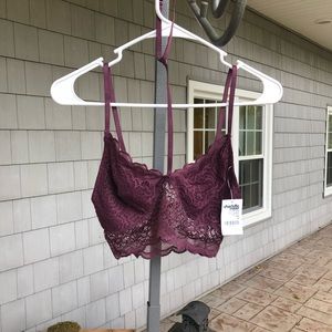 Maroon bralette with attached choker